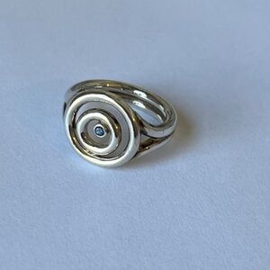 Sterling Silver Blue Sapphire Swarovski Ring sz 6